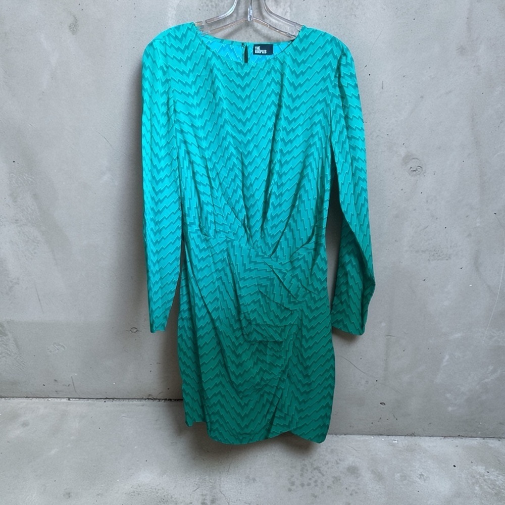 The Kooples Teal Chevron Long Sleeve Dress